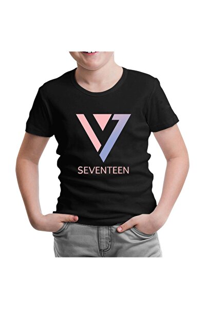 Lord T-Shirt تي شيرت أسود للأطفال بنمط مثلث بشعار سبعة عشر