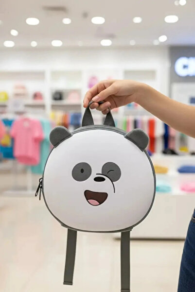 Miniso We Bare Bears Lisanslı Yuvarlak Sırt Çantası - Panda 20 cm