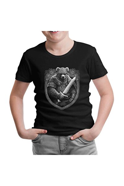 Lord T-Shirt تي شيرت للأطفال بتصميم دب ملتحي زي الفايكنج مع سيف أسود