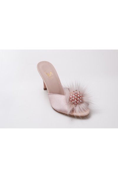 HAUKS SHOES Dowry-Engagement-Henna-Wedding Open Slippers Evening Dress with Rhinestone Buckle and Feather Band