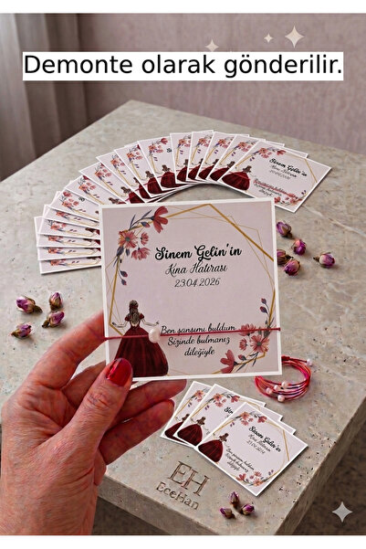 HEN GSM Kişiye Özel Şans Bilekliği Isimli Söz Nişan Nikah Kına sunnet 6 ay ki...