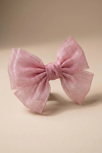 Katia&Bony Double bow pink organza tulle automatic hair clip