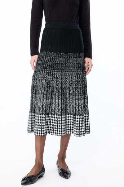 ON Μόδα καρό πλισέ πλεκτή φούστα μίντι μήκους