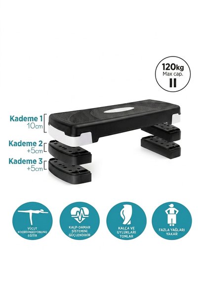 Spor Byfit 3 Stage Fitness Step Board + Jump Rope Gift