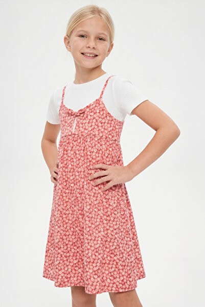 Kyron Σετ φόρεμα και λευκό μπλουζάκι με φλοράλ στάμπα για κορίτσι - απαλό και...