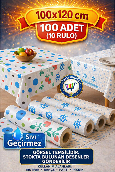 nistabolje 100 Τεμάχια (10 ΡΟΛΑ) Τραπεζομάντιλο μιας χρήσης 100x120 εκ. Υγροα...