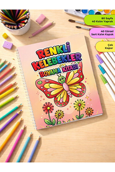 metafortoys Renkli Kelebekler Boyama Kitabı Cozy Book – 20x24 cm I 40 Görsel ...