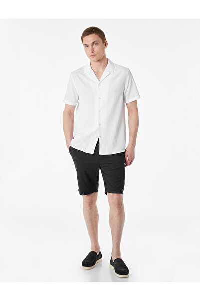 Koton Regular Fit Short Sleeve Textured Lapel Collar Shirt