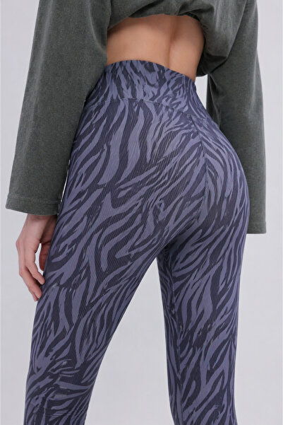 Gizrain Γυναικείο κολάν από ύφασμα ριμπ με σχέδιο ζέβρας, χωρίς εμφάνιση ραφώ...