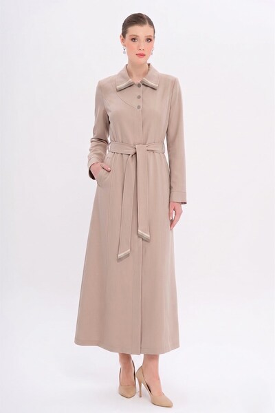 Olcay Palton căptușit cu guler tip cămașă și detalii grosgrain BEJ 6863