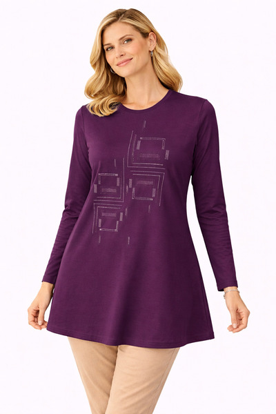 Mutlu City Γυναικείο χτενισμένο βαμβακερό τουνίκ για μητέρες μέσης και μεγαλύ...