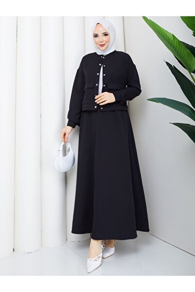 modapark.ist Γυναικείο κοστούμι με φούστα με κουμπιά και τσέπες