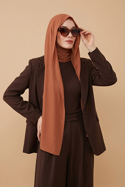 Aisha's Design طقم مكون من شال كريب وقبعة قطنية ممشطة، PS-56، بني داكن - قرفة...