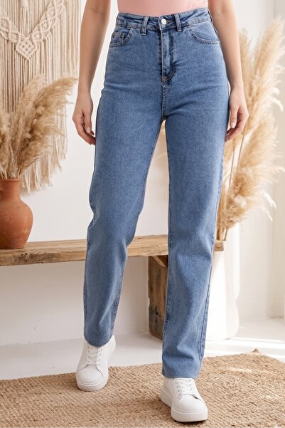 Bestenur Boyfriend Mom Jeans 1448 - Ανοιχτό μπλε