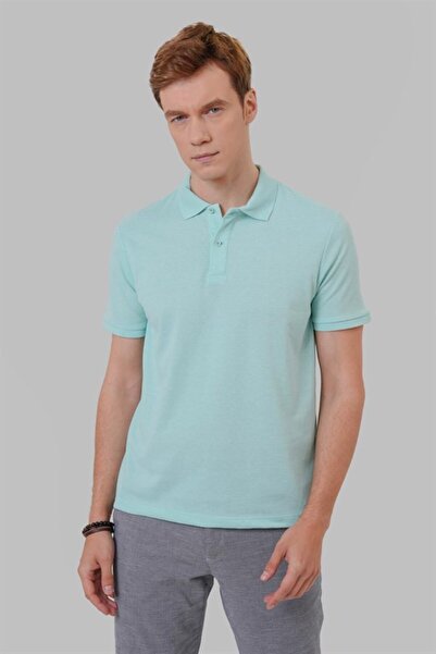 SÜVARİ Water green regular armhole polo collar t-shirt