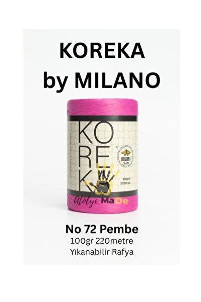 Milano Koreka by - 72 Roz Tek Yumak 100gr 220 metri RAFFIA LAVABILĂ
