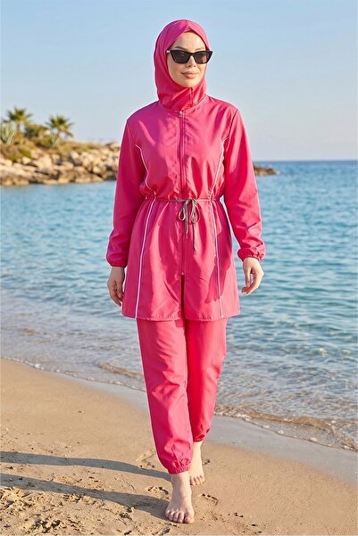 Bestenur Σετ 4 Μαγιό Hijab 1453 - Φούξια