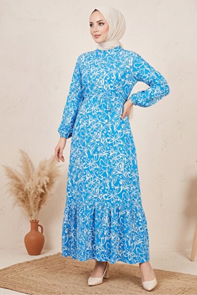 Bestenur Φόρεμα Zelal Woven Viscose 1480 - Μπλε