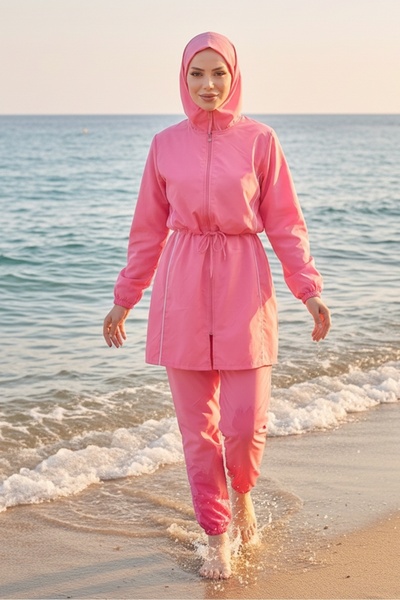 Bestenur Σετ μαγιό Hijab 4 τεμαχίων 1453 - Πούδρα