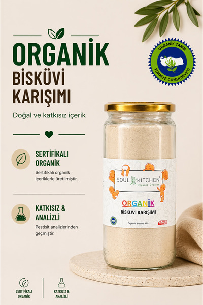 Soul Kitchen Organik Ürünler Organik Sertifikalı Bisküvi Karışımı Cam Kavanoz...