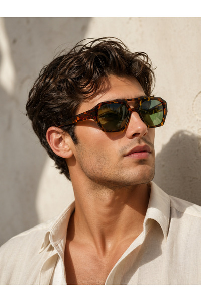 BAYDUK Lenix Tortoise Green Unisex Sunglasses