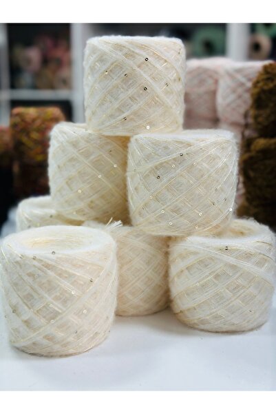 göçer Νήμα για πλέξιμο στο χέρι, χρώμα κρεμ και πολυεστερικό κίτρινο με πούλι...