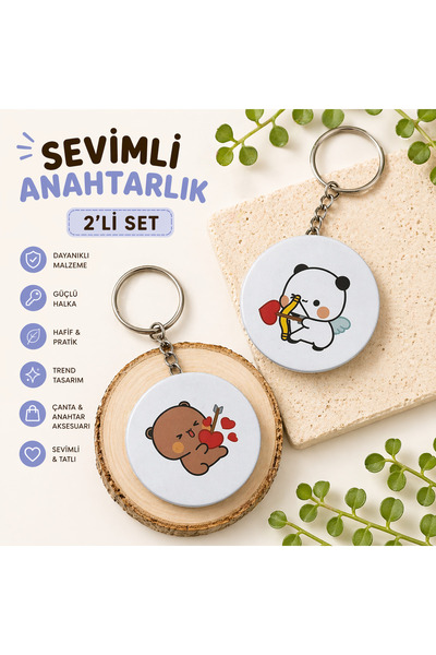 Design 4N Anahtarlık / Dudu ile Bubu / Buton Anahtarlık