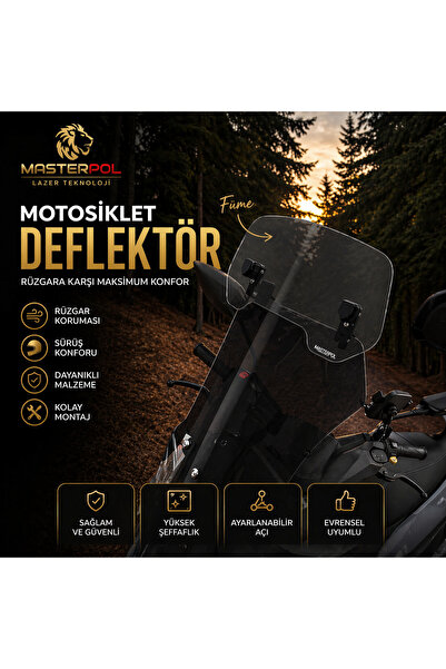 MASTERPOL FÜME Deflektör MODEL 2 Rüzgar Saptırıcı Siperlik Şeffaf Motor Camı ...