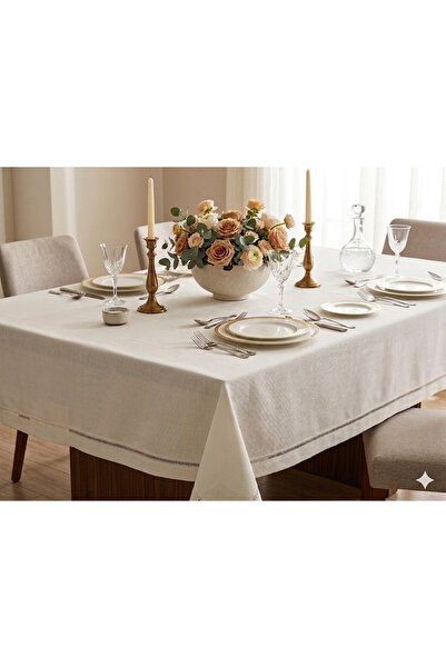 NURHAN HOME COLLECTION Τραπεζομάντηλο λινό ύφασμα για 12 άτομα με μπράτσα