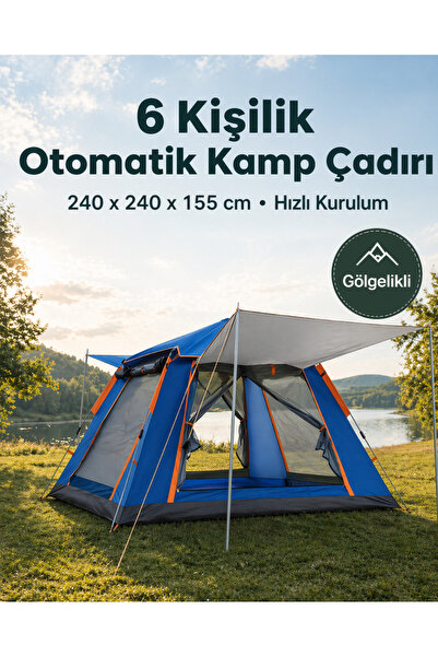 Yellowtech Aile Boyu 6 Kişilik Otomatik Çadır – Piknik, Tatil ve Kamp İçin Ge...