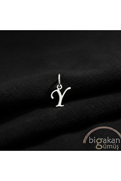 bigakan 925 Ayar Gümüş Y Harfli Minimalist Kolye Ucu - Hediyelik Y Harfi