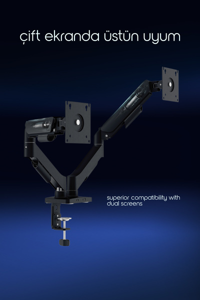 ErgoMekan F180 Slim 17-32” Dual Monitor Stand Black (Max: 9kg)