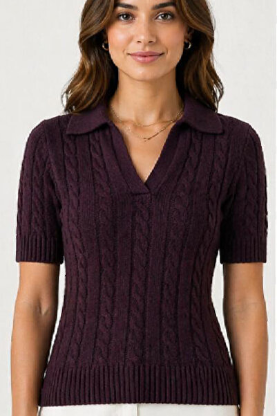 Cockatoo Πλεκτό πουλόβερ/μπλούζα με λαιμόκοψη πόλο και κοντά μανίκια