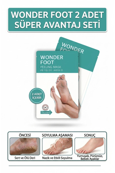 efero 2 Adet Soft Miracle Foot Peeling Pack -Ölü Derileri Soyan Ayak Çorabı P...