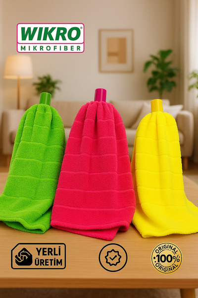 WİKRO Mikrofiber Havlu Paspas Mop Yedek Ucu 3 Adet