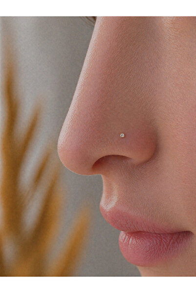 Sarezza Gold Altın Mini Tektaş Geçmeli Hızma Piercing (14 Ayar)