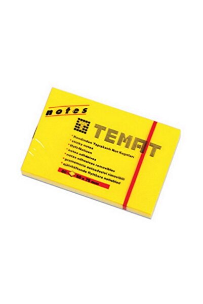 Temat Yapışkanlı Not Kağıdı 50x75 MM Fosforlu Sarı 11064 (1 Adet)