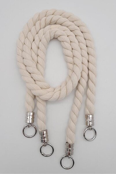 Nusrat Bilişim Cotton Rope Model Double Bag - Handle Silver Metal Bag Accessory