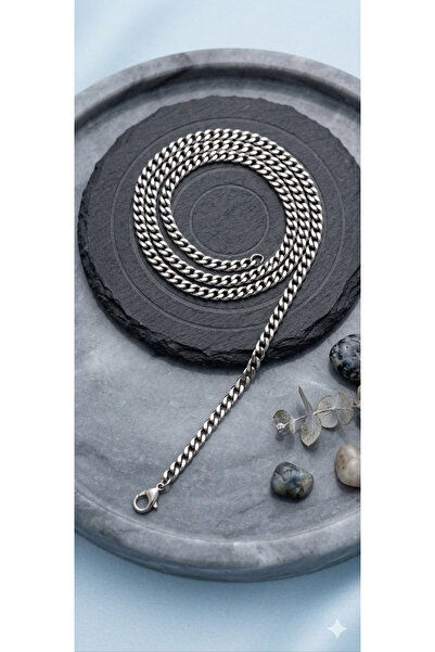 Rua Jewelry Çelik Gurmet Zincir Kolye 3 Mm Gümüş Renk | Kararmaz , Unisex , 2...