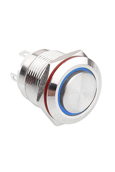 Motorobit 19H-G1-E 19mm Çıkık Yaylı Işıklı Metal Buton - Beyaz