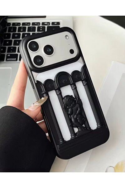 KILIF HOUSE Iphone 16 Pro Uyumlu Telefon Rengini Gösteren 3D Melek Kabartmalı...