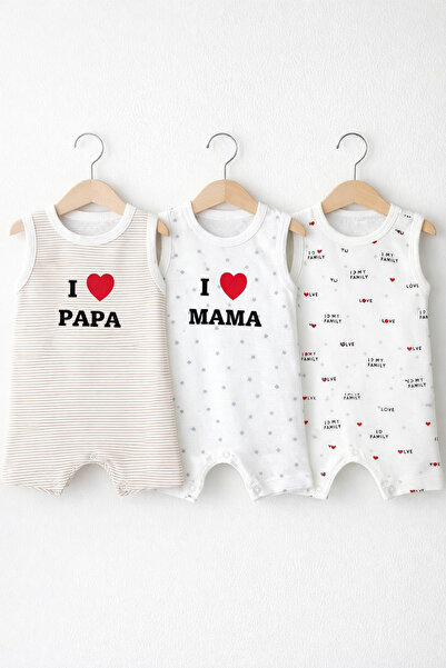 My Babies Label 3-Piece Cotton Summer Baby Shorts Overalls Set (0-3 Months)