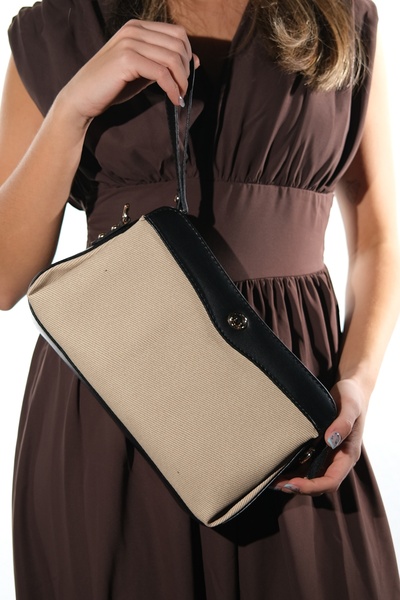 LuviShoes 1471 Μαύρη Μπεζ Γυναικεία Τσάντα χιαστί