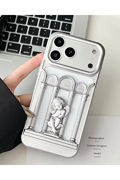 KILIF HOUSE Iphone 15 Uyumlu Telefon Rengini Gösteren 3D Melek Kabartmalı Lük...