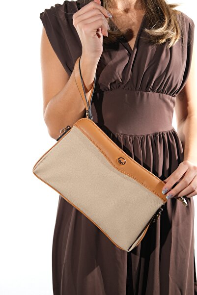 LuviShoes 1471 Ταν Μπεζ γυναικεία τσάντα χιαστί