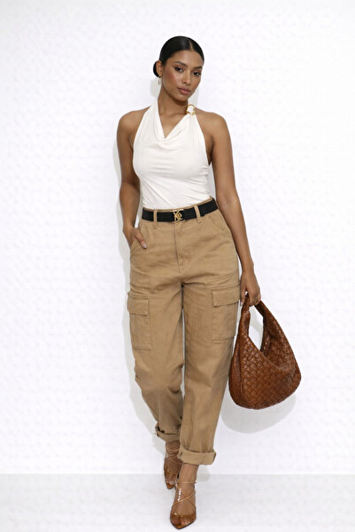 kikiriktekstil 10938 Γυναικεία μπλούζα με λαιμόκοψη halter και αυτο-διακοσμημ...