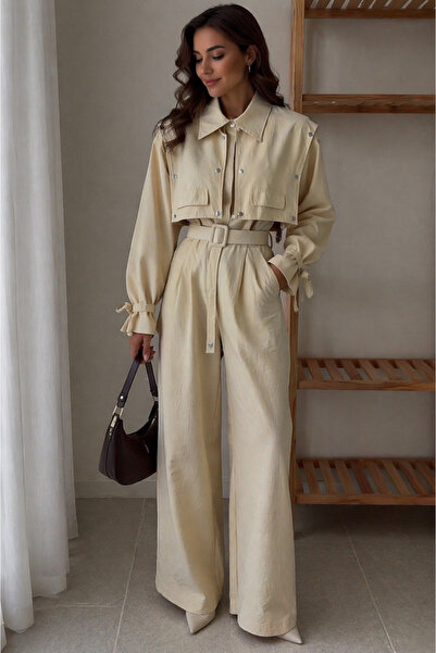 MODA S&S BZLİNE Σχέδιο με ζώνη, κοστούμι σε βουτυροκίτρινο χρώμα