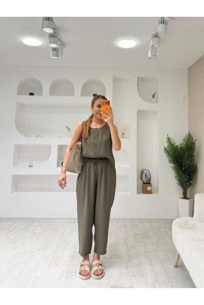 İrka Moda Kolsuz Tensel Pantolon Takım