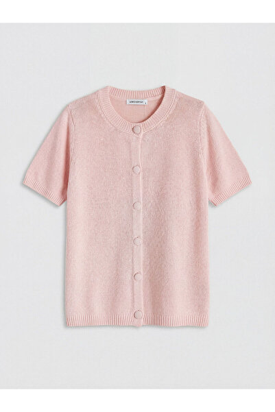 LC Waikiki Nevavm Farkıyla Lcw Everyday Pink Oval Collar Women's Knitwear Car...