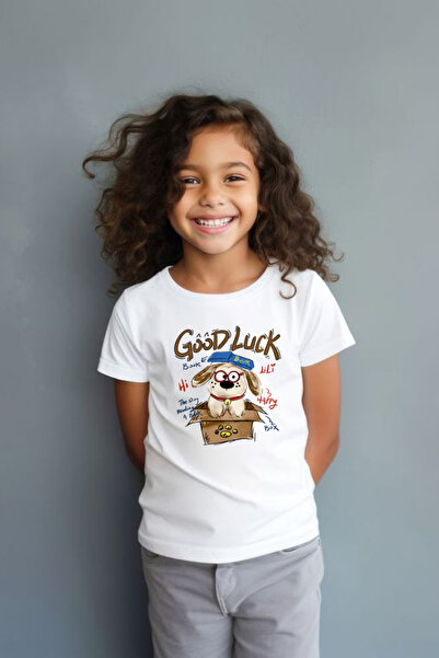 barsdepo Μπλουζάκι με στάμπα  "Good Luck ", Oversize Unisex Μπλουζάκι για Παι...